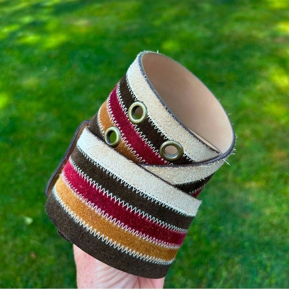 Saks Fifth Ave Genuine Leather Wide Multicolor Belt - Picture 2 of 10